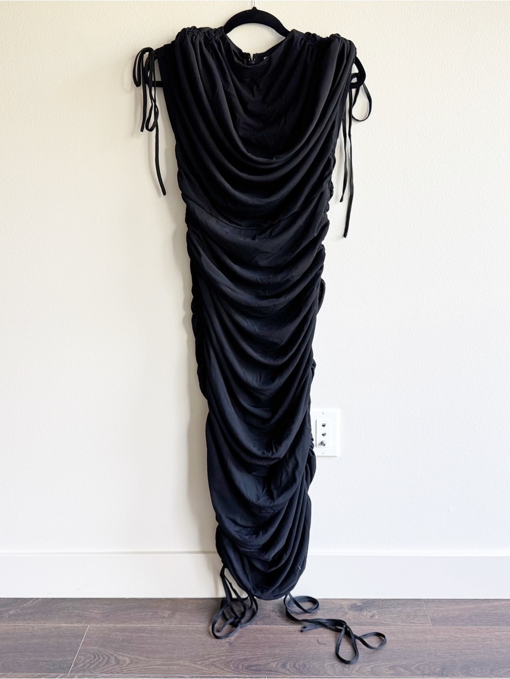 Andrea Iyama Black Ratu Ruched Mesh Dress - Picture 3 of 16